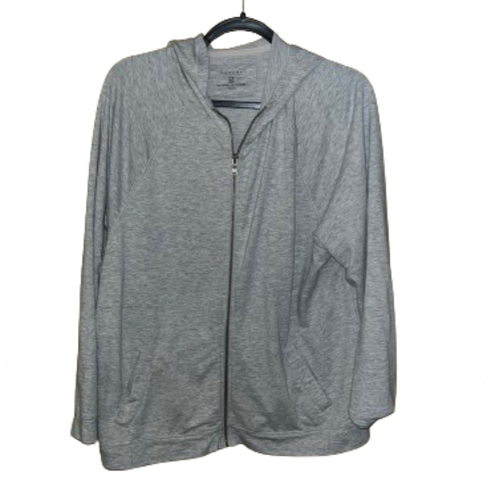 Sonoma Size 1X Light Gray Zippered Hoodie Lightweight Fall Winter Casual Leisure